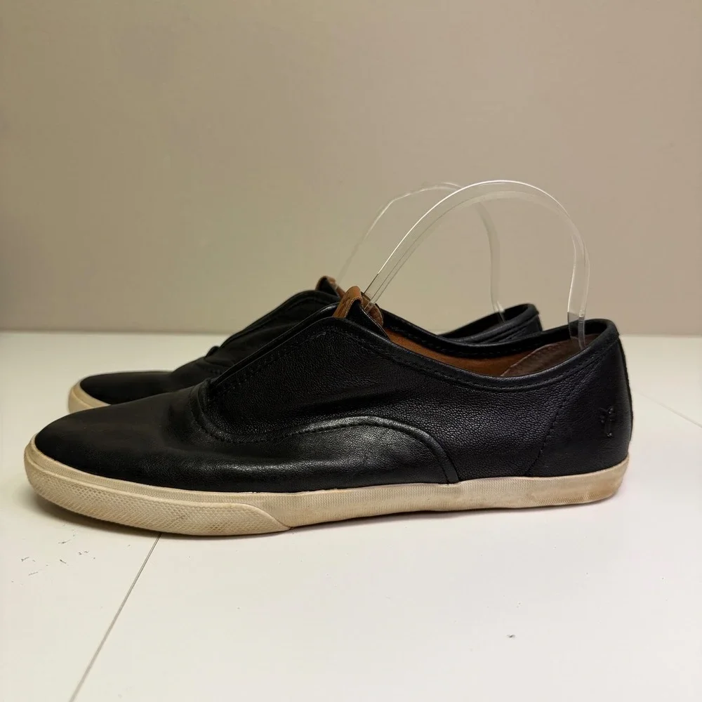 FRYE Women's‎ Black Leather Slip On Sneakers Shoes Size 9.5